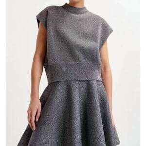 NEW ESSENTIEL ANTWERP itdance lurex knitted pullover top in black